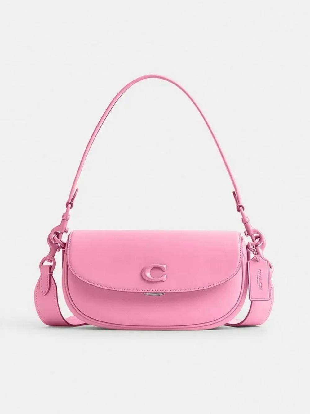 Coach Pink Leather Crescent Shoulder Bag